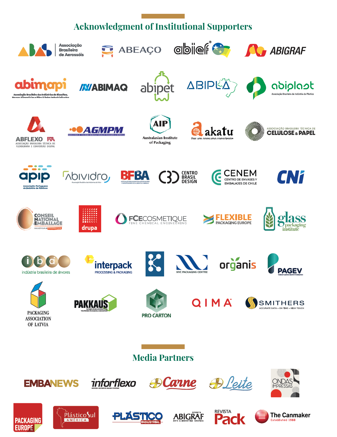 Institutional supporters and international packaging fairs