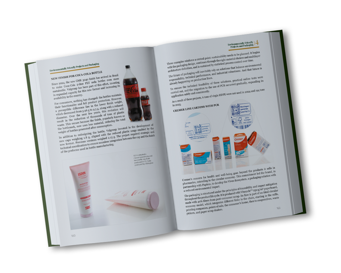 Open book with applied packaging cases